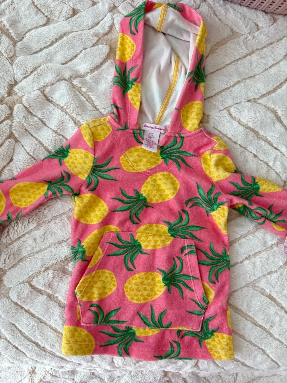 Tommy Bahama Pink Yellow Pineapple Print Hooded Romper